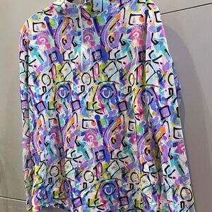 IBKUL MOCK NECK LONG SLEVE UPF+50 1/4  MULTI COLOR